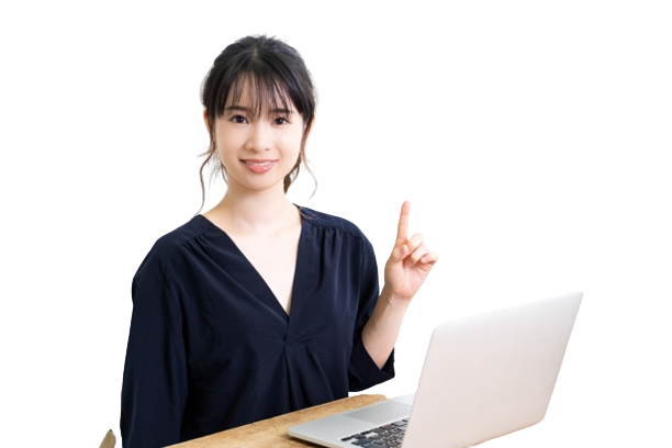 指を指す女性の写真